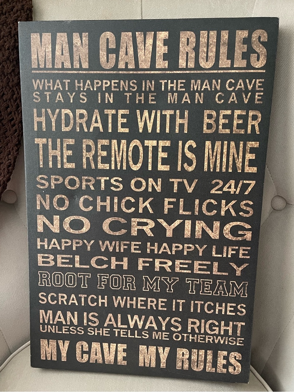 "Man Cave Rules" Canvas Wall Art